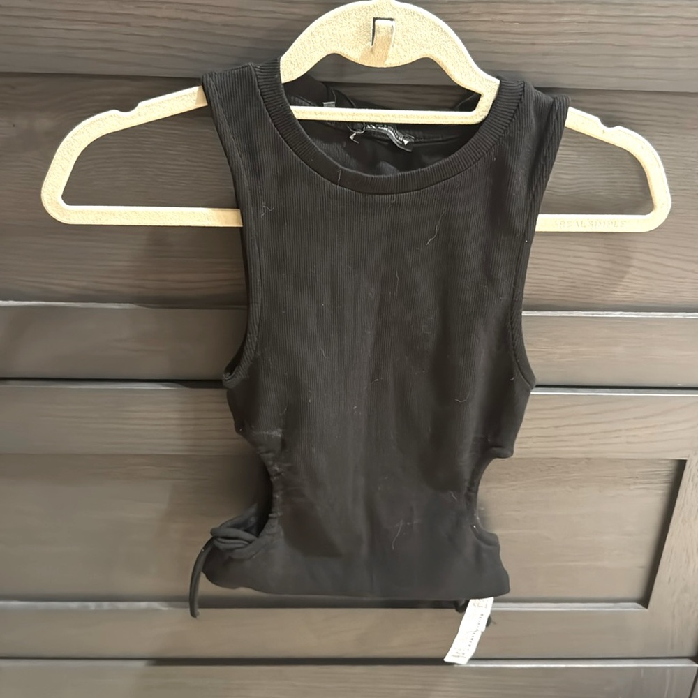 NWT Zara black Sleeveless Top with Side Ties and cutouts size small
